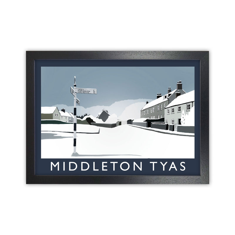 Middleton Tyas Travel Art Print by Richard O'Neill, Framed Wall Art Black Grain