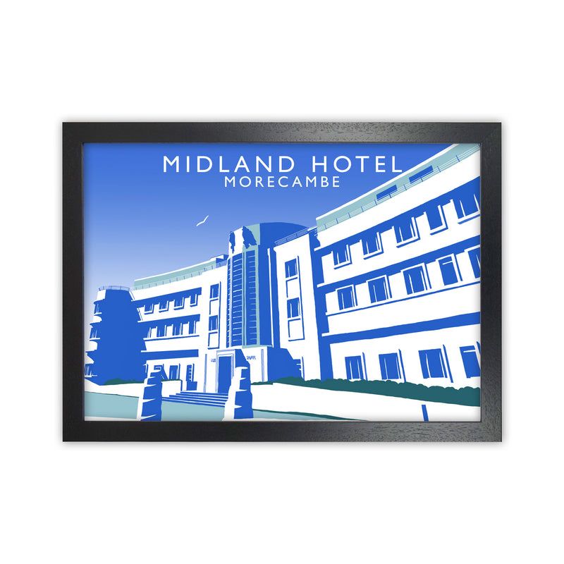 Midland Hotel Morecambe Travel Art Print by Richard O'Neill, Framed Wall Art Black Grain