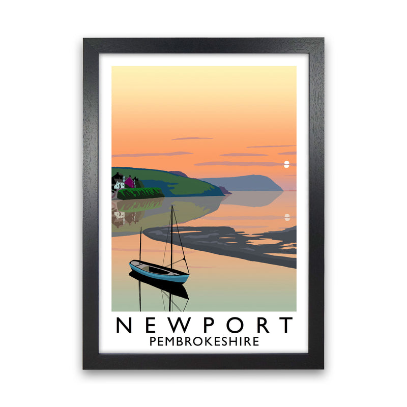 Newport Pembrokeshire Travel Art Print by Richard O'Neill, Framed Wall Art Black Grain