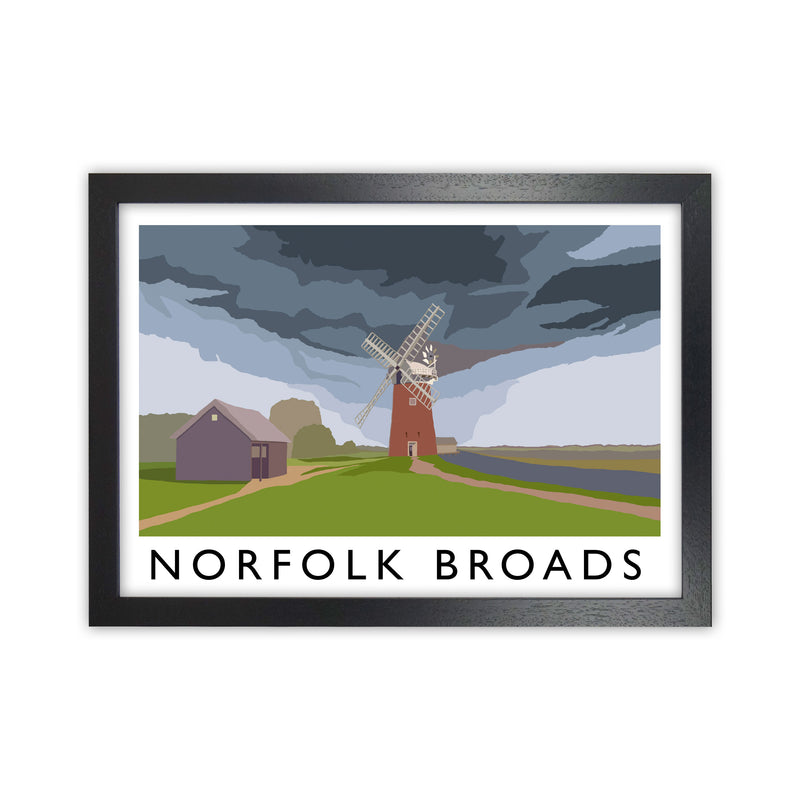 Norfolk Broads Framed Digital Art Print by Richard O'Neill Black Grain