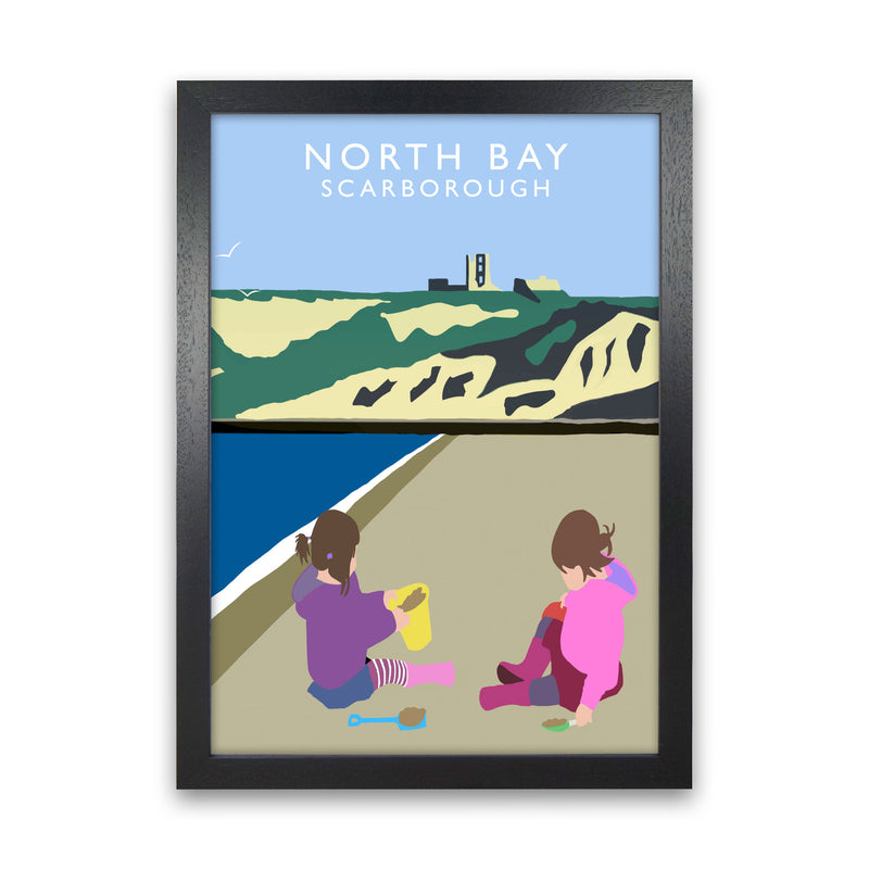 North Bay Scarborough Travel Art Print by Richard O'Neill, Framed Wall Art Black Grain