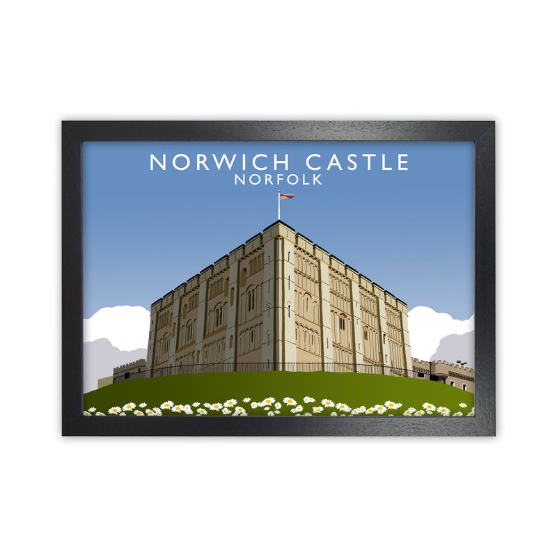 Norwich Castle Norfolk Travel Art Print by Richard O'Neill, Framed Wall Art Black Grain