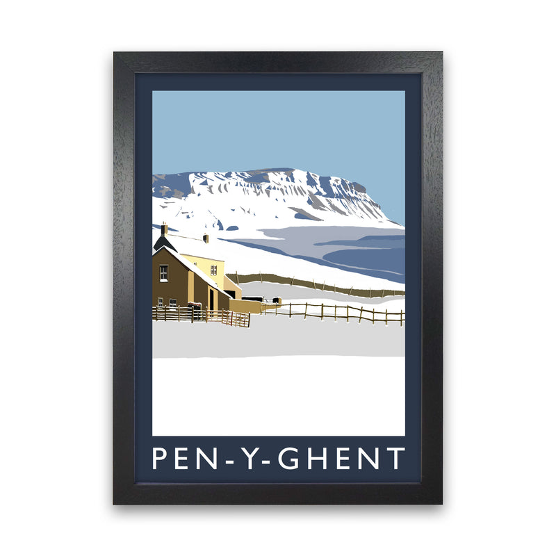 Pen-Y-Ghent Travel Art Print by Richard O'Neill, Framed Wall Art Black Grain