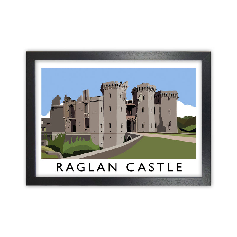 Raglan Castle Travel Art Print by Richard O'Neill, Framed Wall Art Black Grain