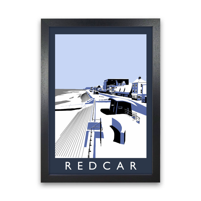 Redcar Travel Art Print by Richard O'Neill, Framed Wall Art Black Grain