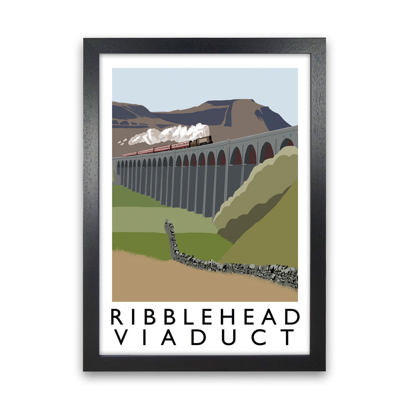 Ribblehead Viaduct Travel Art Print by Richard O'Neill, Framed Wall Art Black Grain