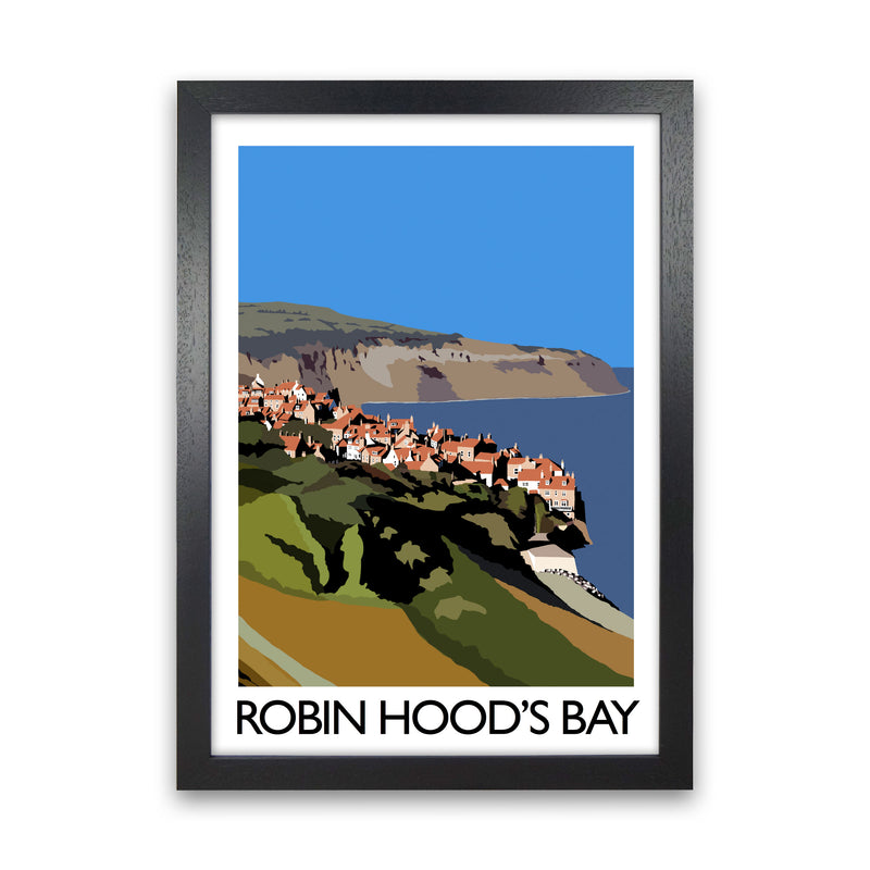 Robin Hood's Bay Travel Art Print by Richard O'Neill, Framed Wall Art Black Grain