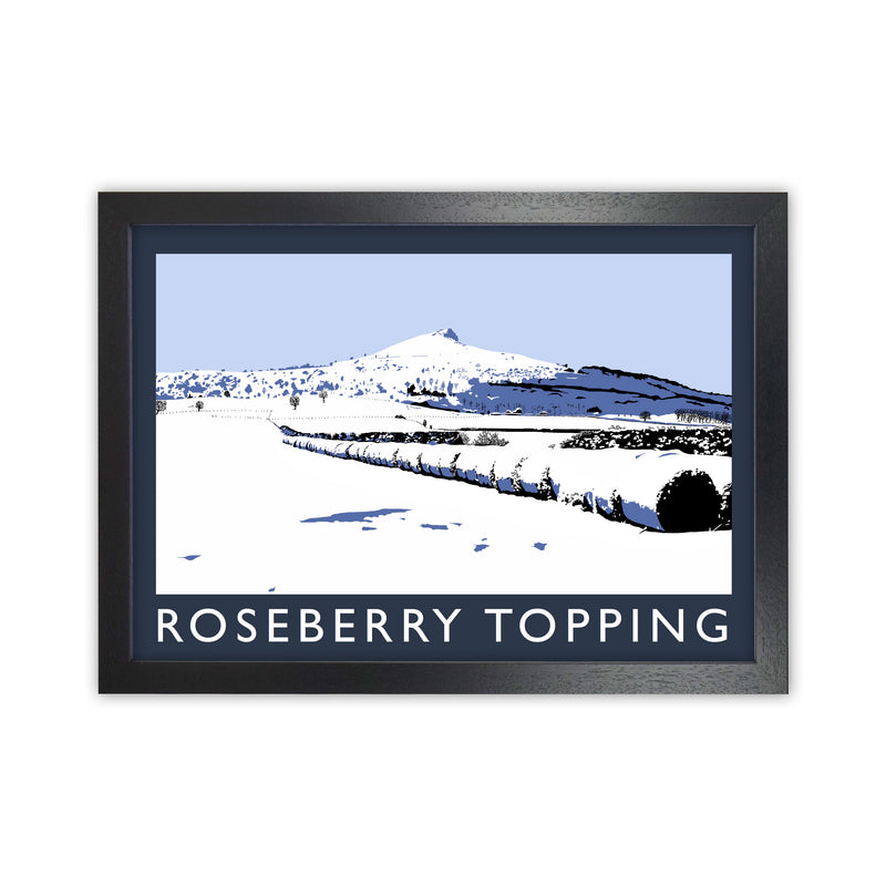 Roseberry Topping Travel Art Print by Richard O'Neill, Framed Wall Art Black Grain
