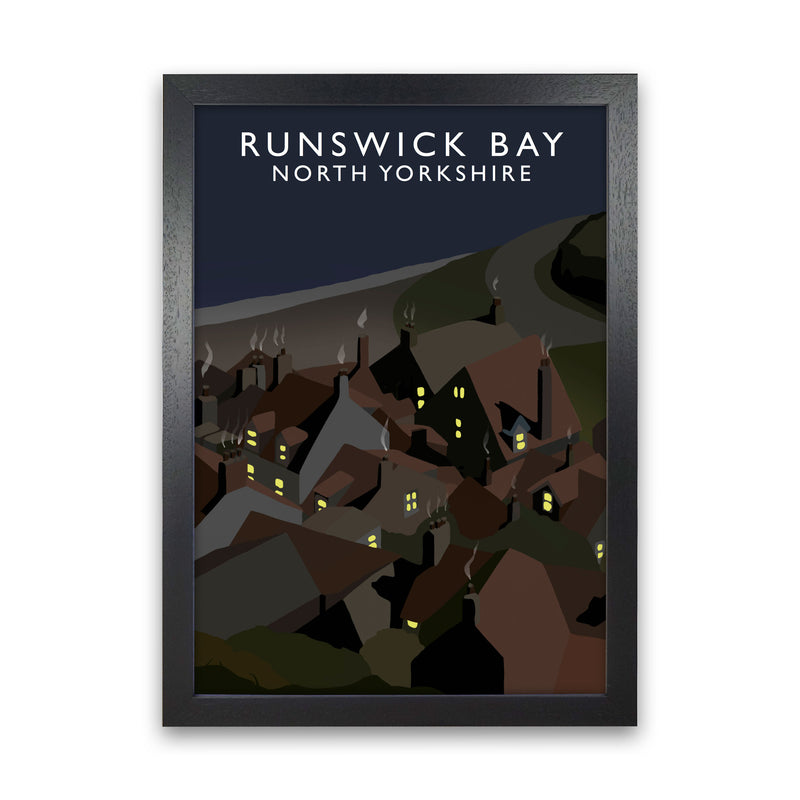 Runswick Bay North Yorkshrie Travel Art Print by Richard O'Neill Black Grain