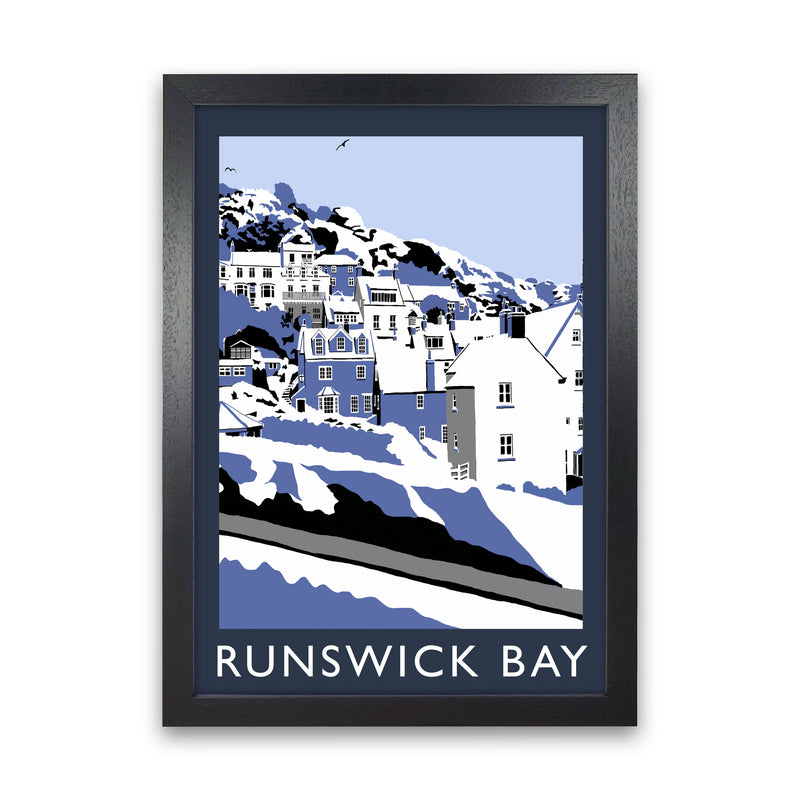 Runswick Bay Digital Art Print by Richard O'Neill, Framed Wall Art Black Grain