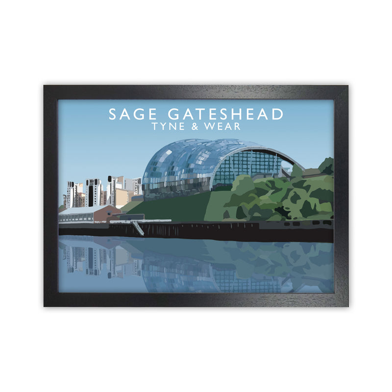 Sage Gateshead Tyne & Wear Travel Art Print by Richard O'Neill Black Grain