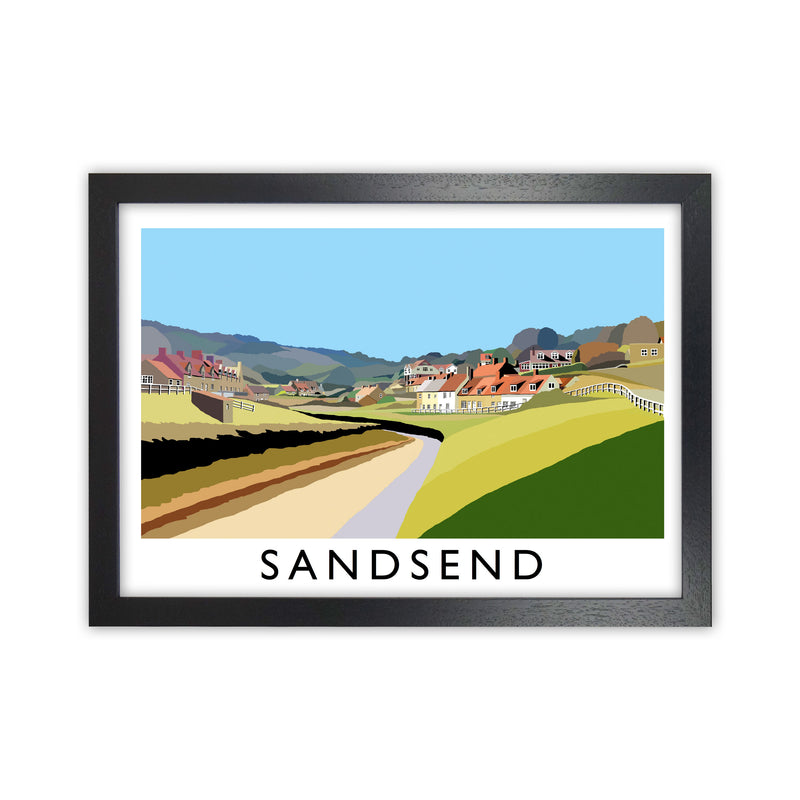Sandsend Travel Art Print by Richard O'Neill, Framed Wall Art Black Grain
