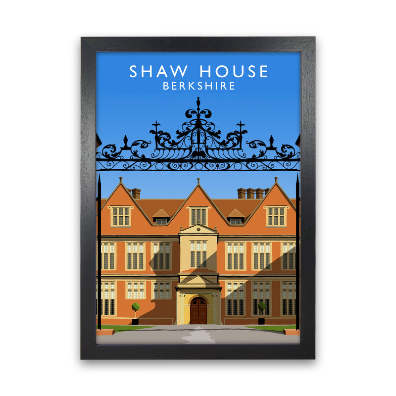 Shaw House Berkshire Travel Art Print by Richard O'Neill, Framed Wall Art Black Grain