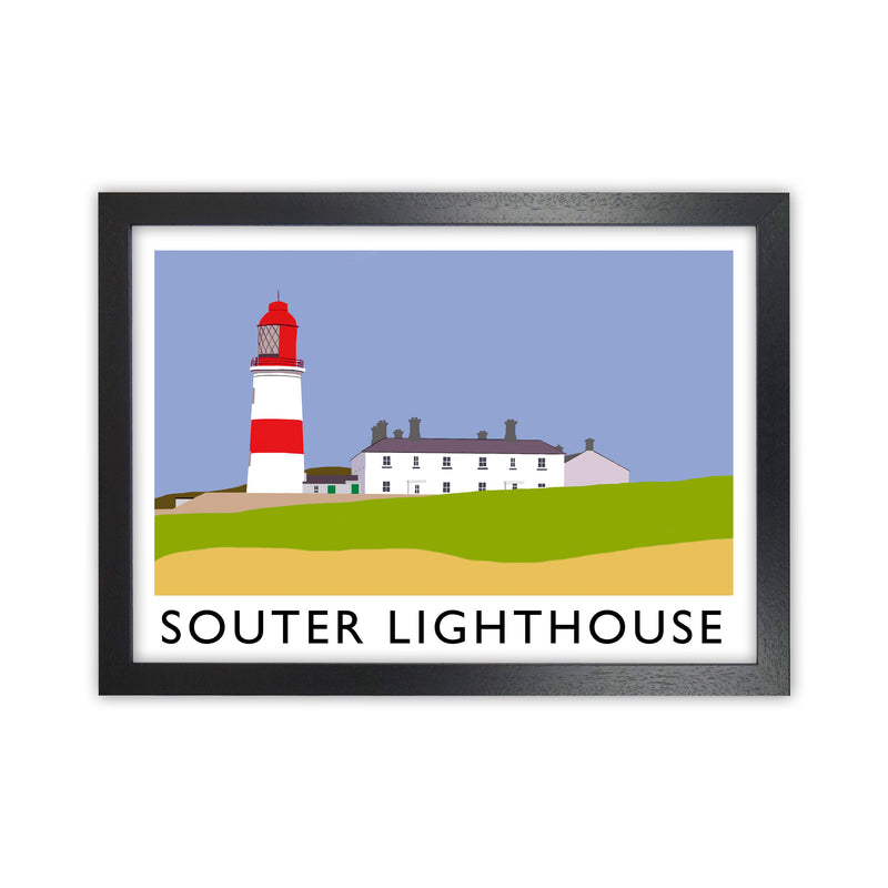 Souter Lighthouse Travel Art Print by Richard O'Neill, Framed Wall Art Black Grain