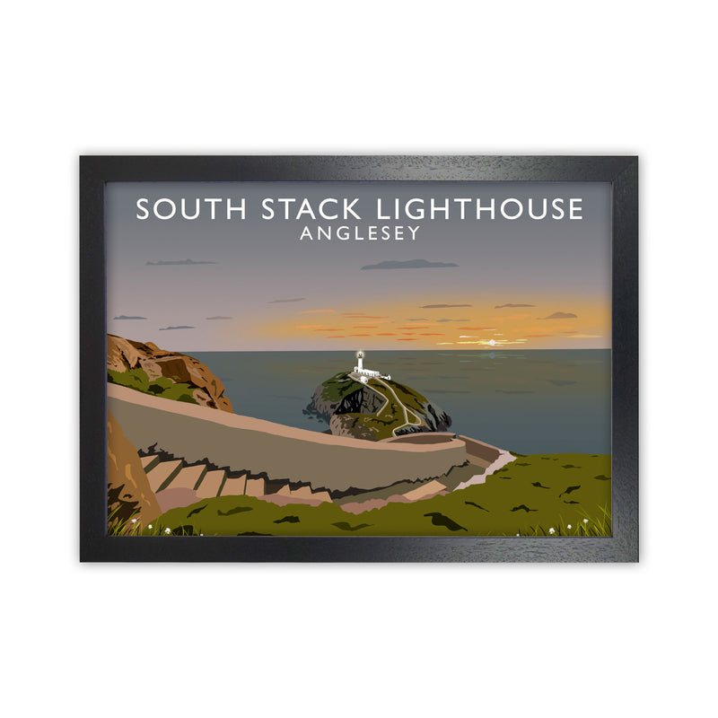 South Stack Lighthouse Anglesey Travel Art Print by Richard O'Neill Black Grain