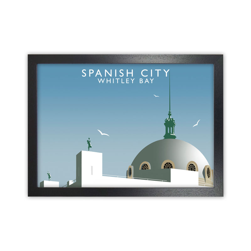 Spanish City Whitley Bay Framed Digital Art Print by Richard O'Neill Black Grain