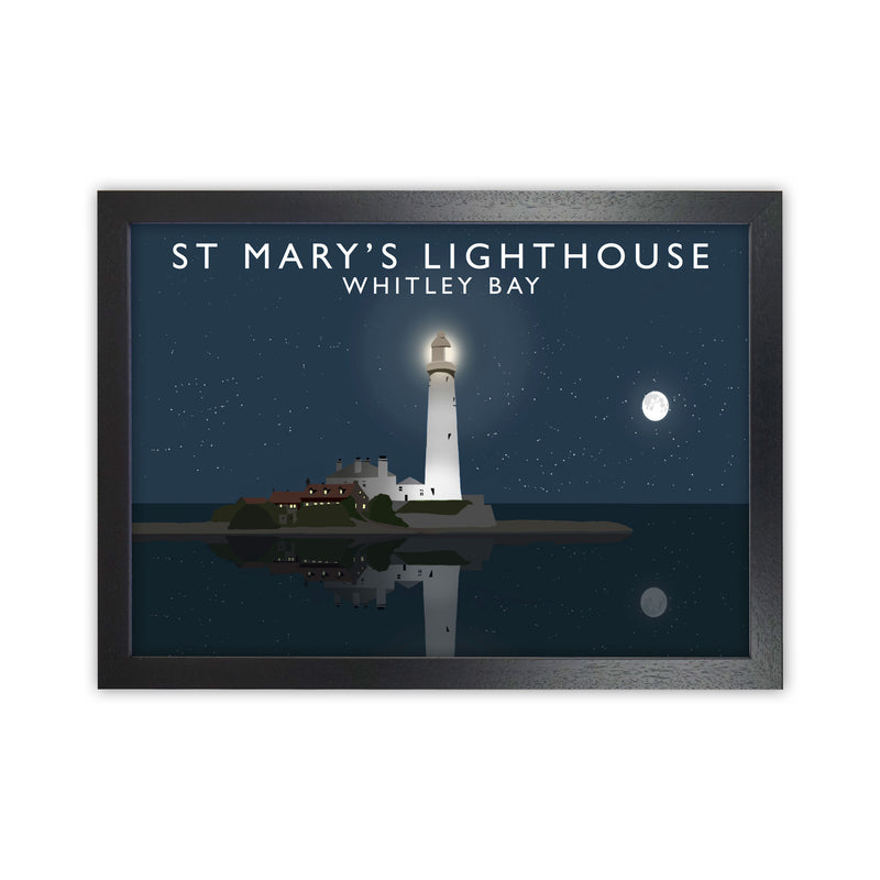 St Mary's Lighthouse Whitley Bay Framed Art Print by Richard O'Neill Black Grain