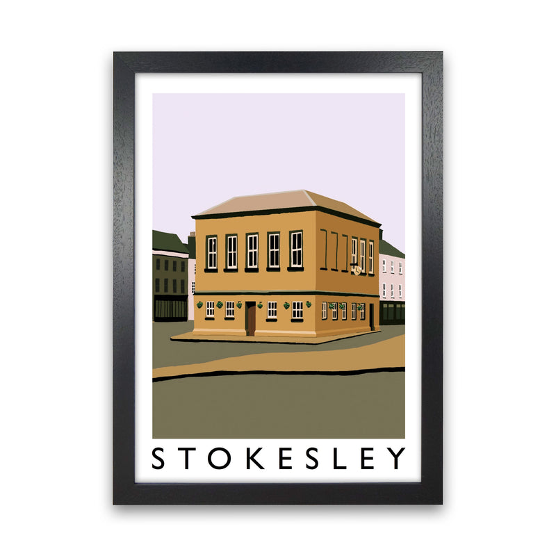 Stokesley Travel Art Print by Richard O'Neill, Framed Wall Art Black Grain