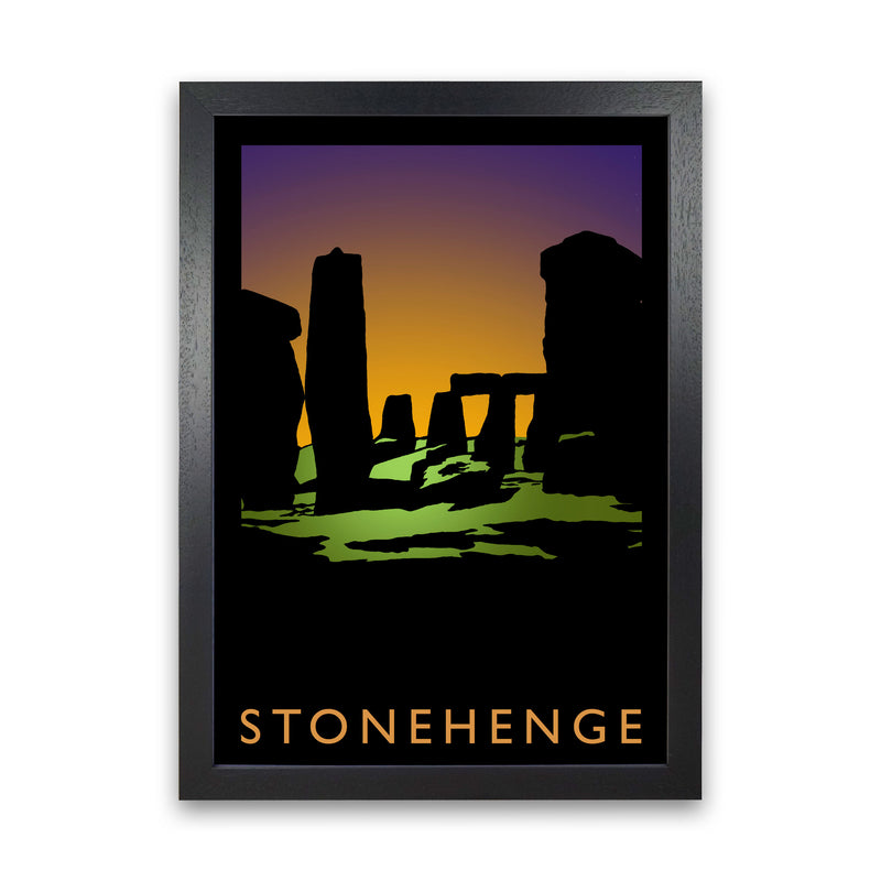 Stonehenge Travel Art Print by Richard O'Neill, Framed Wall Art Black Grain