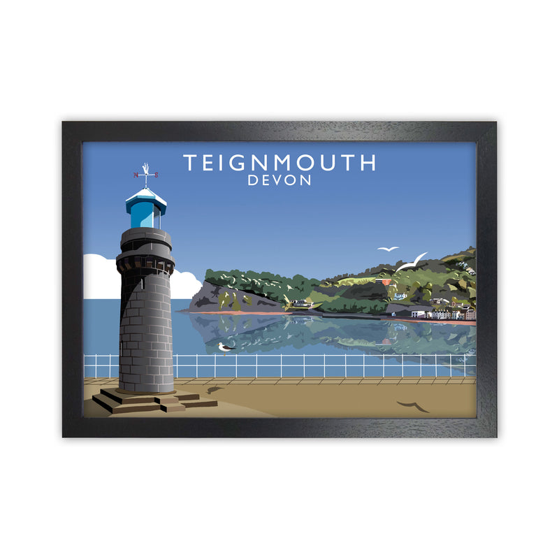 Teignmouth Devon Art Print by Richard O'Neill, Framed Wall Art Black Grain