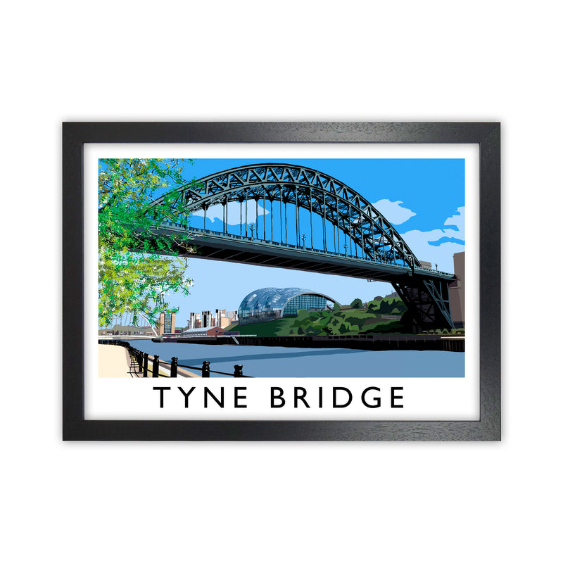 Tyne Bridge Travel Art Print by Richard O'Neill, Framed Wall Art Black Grain