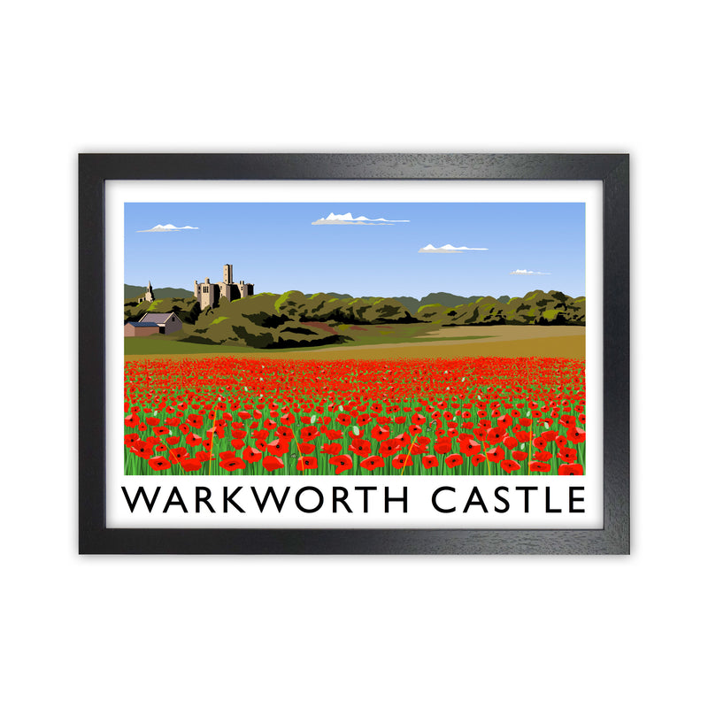 Warkworth Castle Travel Art Print by Richard O'Neill, Framed Wall Art Black Grain