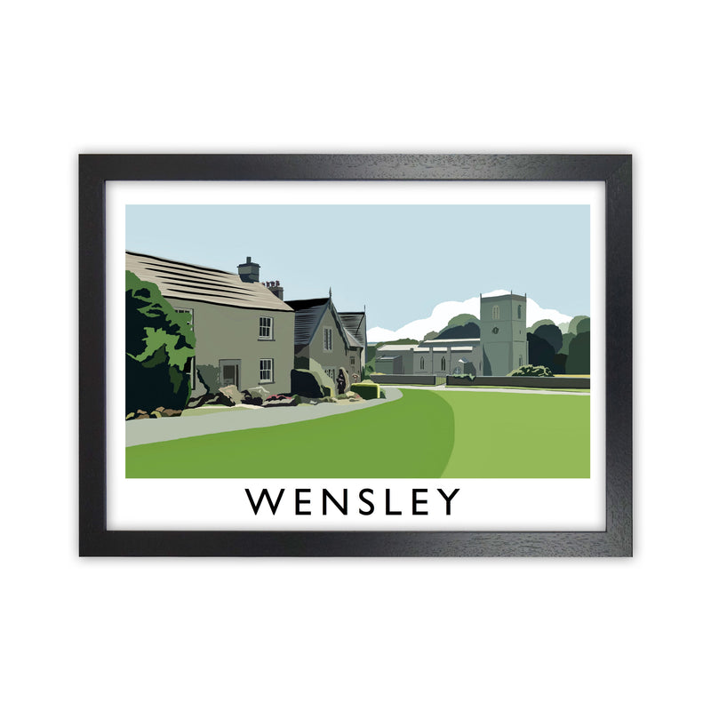 Wensley Travel Art Print by Richard O'Neill, Framed Wall Art Black Grain