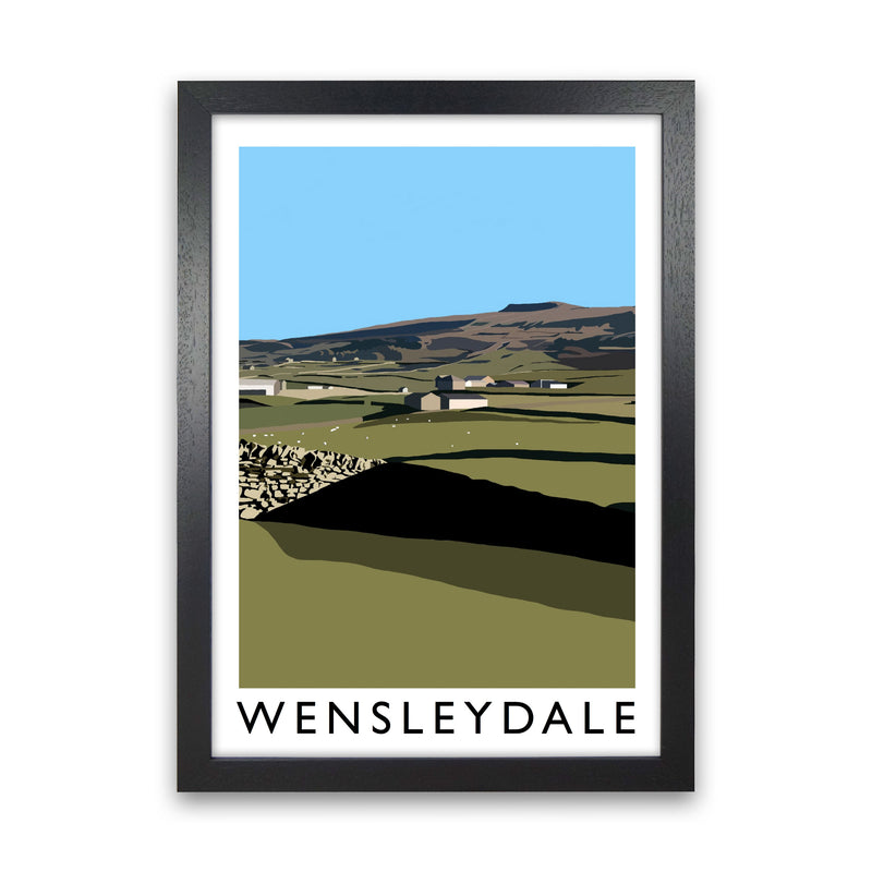 Wensleydale Travel Art Print by Richard O'Neill, Framed Wall Art Black Grain