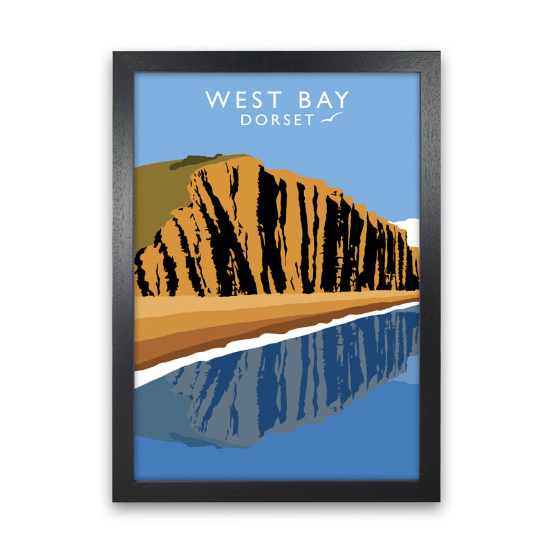 West Bay Dorset Travel Art Print by Richard O'Neill, Framed Wall Art Black Grain