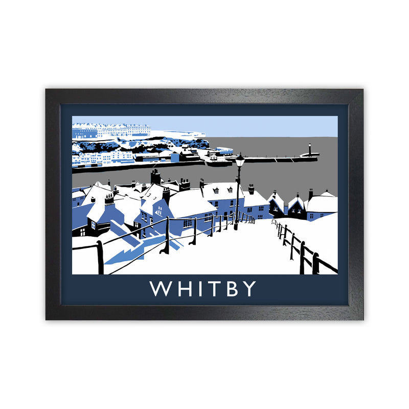 Whitby Travel Art Print by Richard O'Neill, Framed Wall Art Black Grain