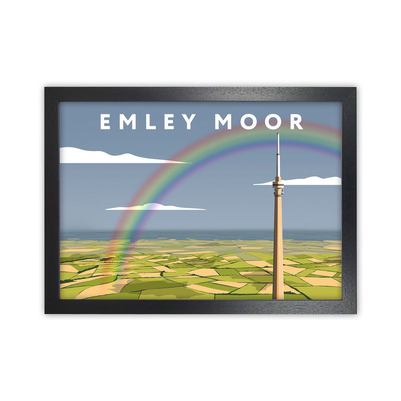 Emley Moor Framed Digital Art Print by Richard O'Neill Black Grain
