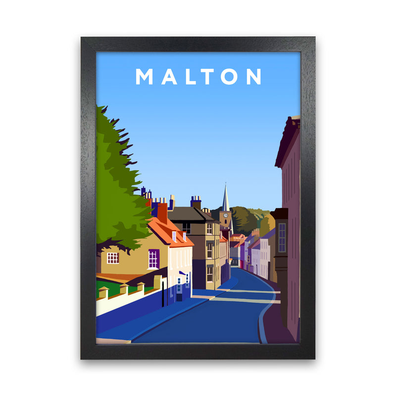 Malton Travel Art Print by Richard O'Neill, Framed Wall Art Black Grain