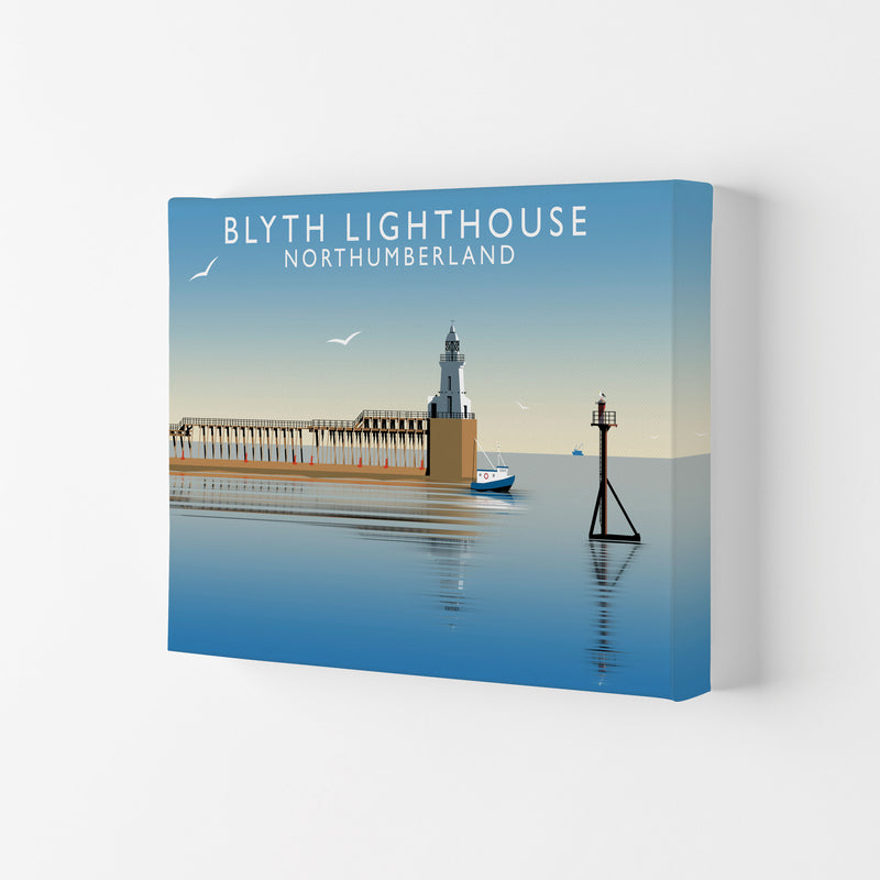 Blyth Lighthouse Northumberland Framed Digital Art Print by Richard O'Neill Canvas