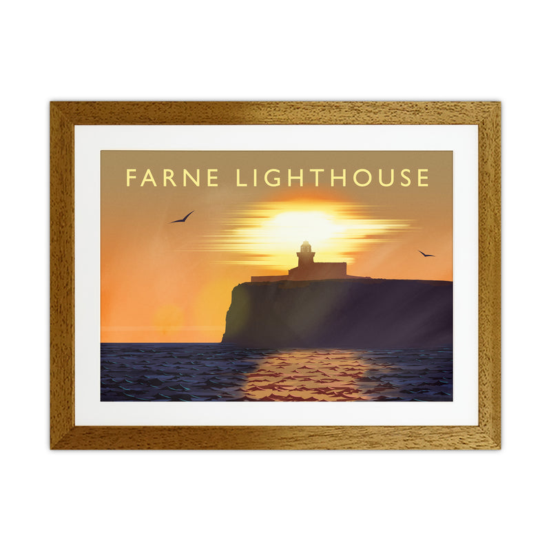 Farne Lighthouse Travel Art Print by Richard O'Neill Oak Grain