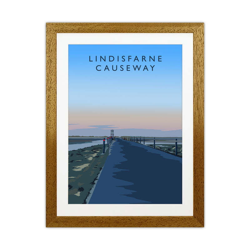 Lindisfarne Causeway portrait Travel Art Print by Richard O'Neill Oak Grain