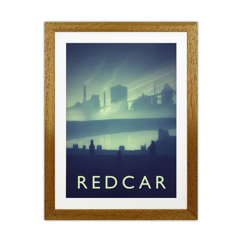 Redcar (night) portrait Travel Art Print by Richard O'Neill Oak Grain