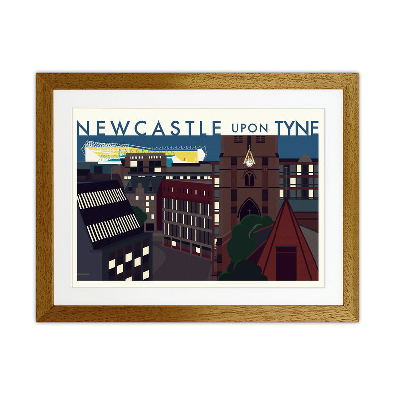 Newcastle upon Tyne 2 (Night) landscape Travel Art Print by Richard O'Neill Oak Grain