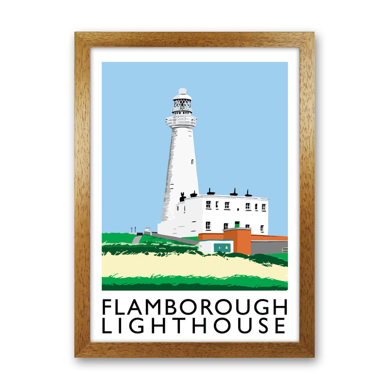 Flamborough Lighthouse Framed Digital Art Print by Richard O'Neill Oak Grain