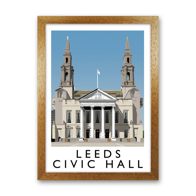 Leeds Civic Hall by Richard O'Neill Yorkshire Art Print, Vintage Travel Poster Oak Grain