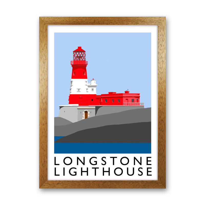 Longstone Lighthouse Framed Digital Art Print by Richard O'Neill Oak Grain