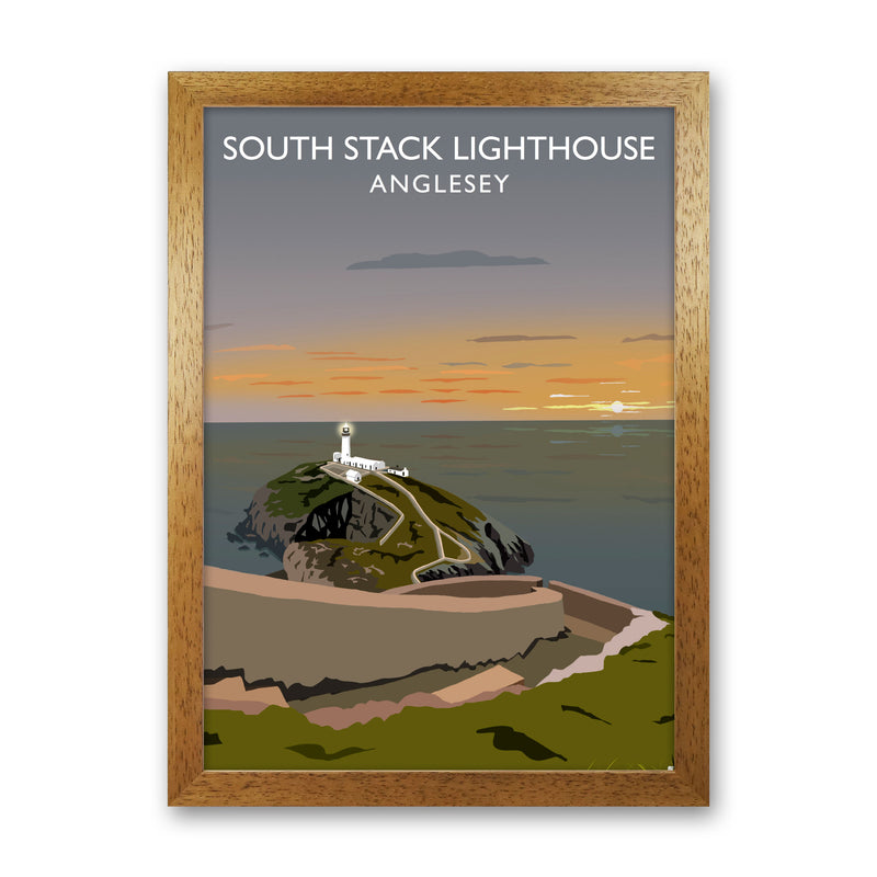 South Stack Lighthouse Anglesey Framed Digital Art Print by Richard O'Neill Oak Grain