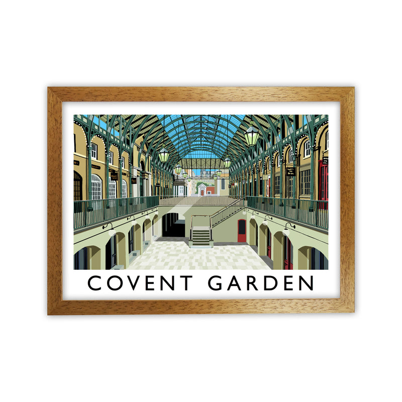 Covent Garden London Vintage Travel Art Poster by Richard O'Neill, Framed Wall Art Print, Cityscape, Landscape Art Gifts Oak Grain