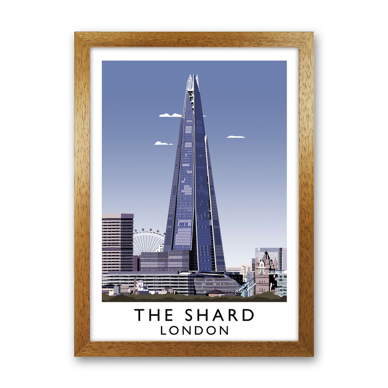 The Shard London Vintage Travel Art Poster by Richard O'Neill, Framed Wall Art Print, Cityscape, Landscape Art Gifts Oak Grain
