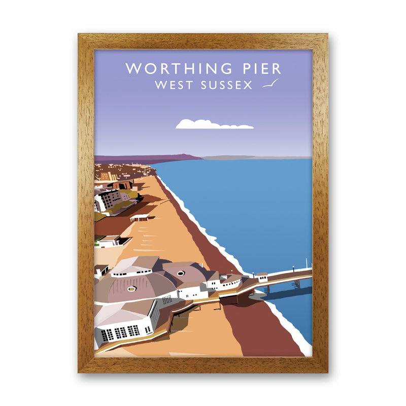 Worthing Pier West Sussex Framed Digital Art Print by Richard O'Neill Oak Grain