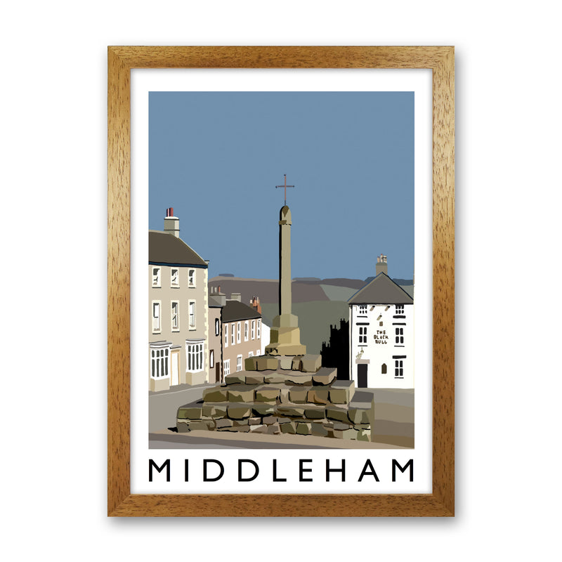 Middleham by Richard O'Neill Yorkshire Art Print, Vintage Travel Poster Oak Grain