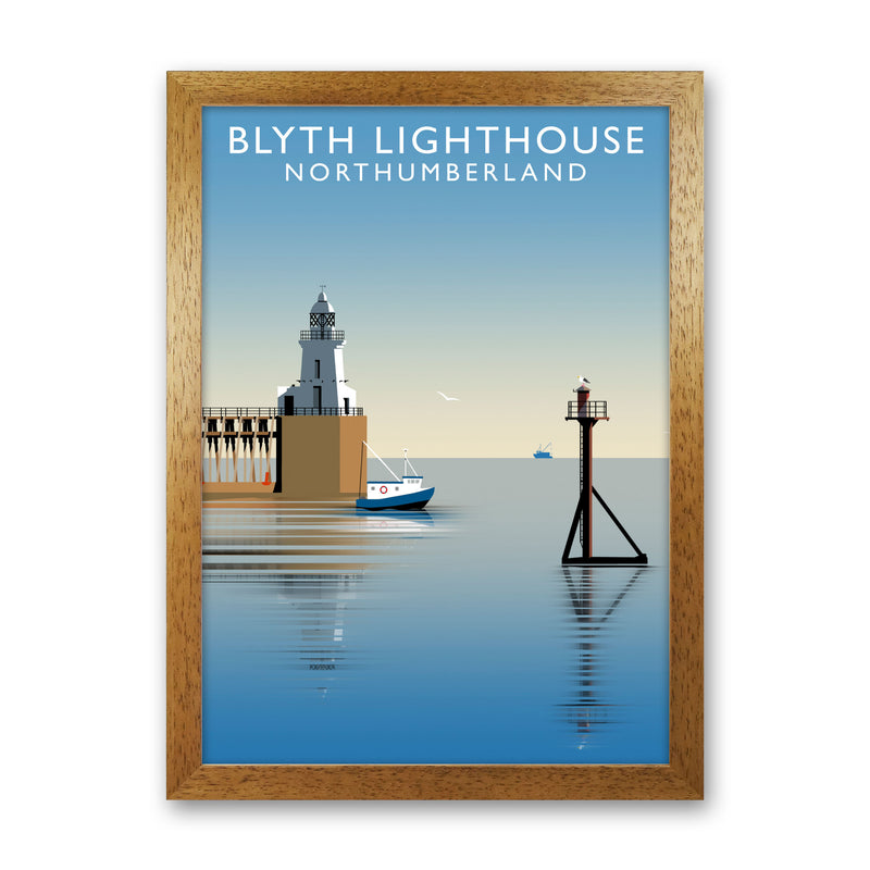 Blyth Lighthouse Northumberland Art Print by Richard O'Neill Oak Grain