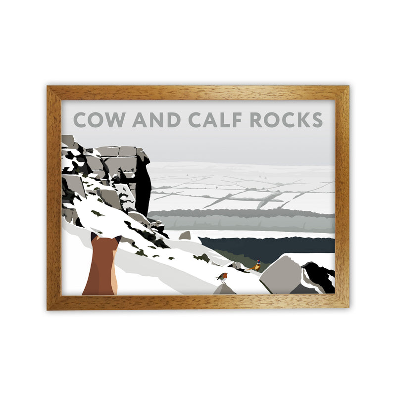 Cow And Calf Rocks In Snow by Richard O'Neill Oak Grain