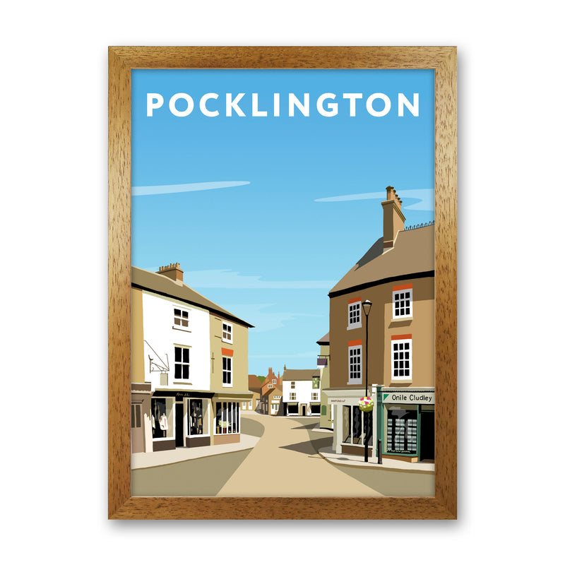 Pocklington Travel Art Print by Richard O'Neill, Framed Wall Art Oak Grain