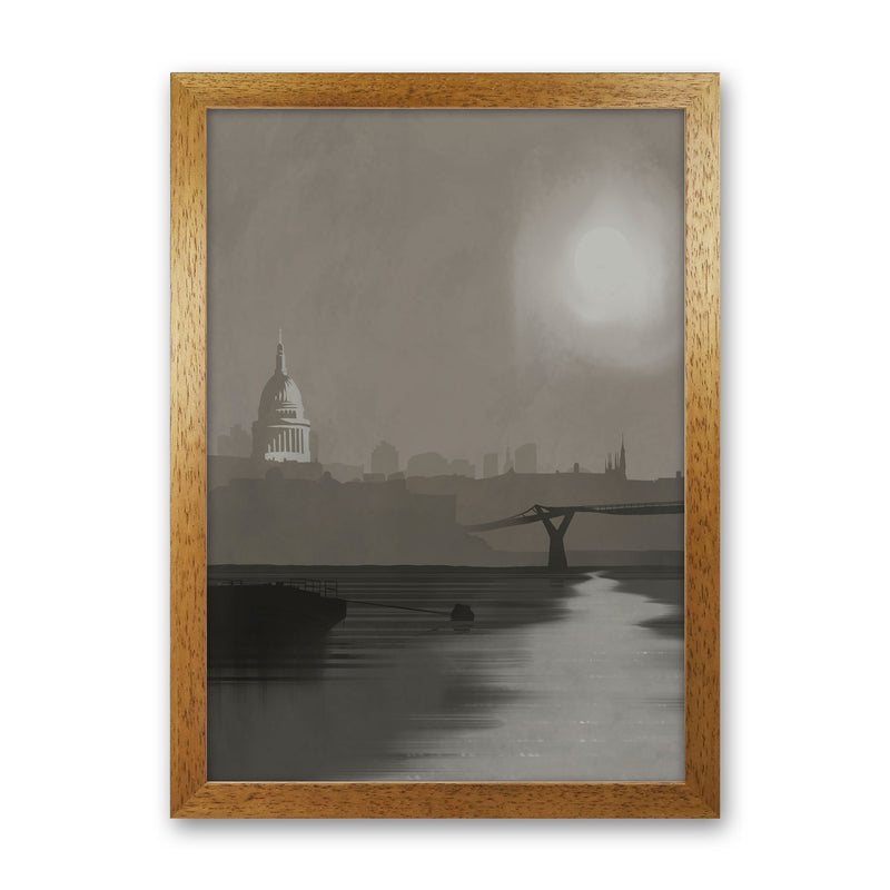 St. Paul's In Fog Travel Art Print by Richard O'Neill, Framed Wall Art Oak Grain