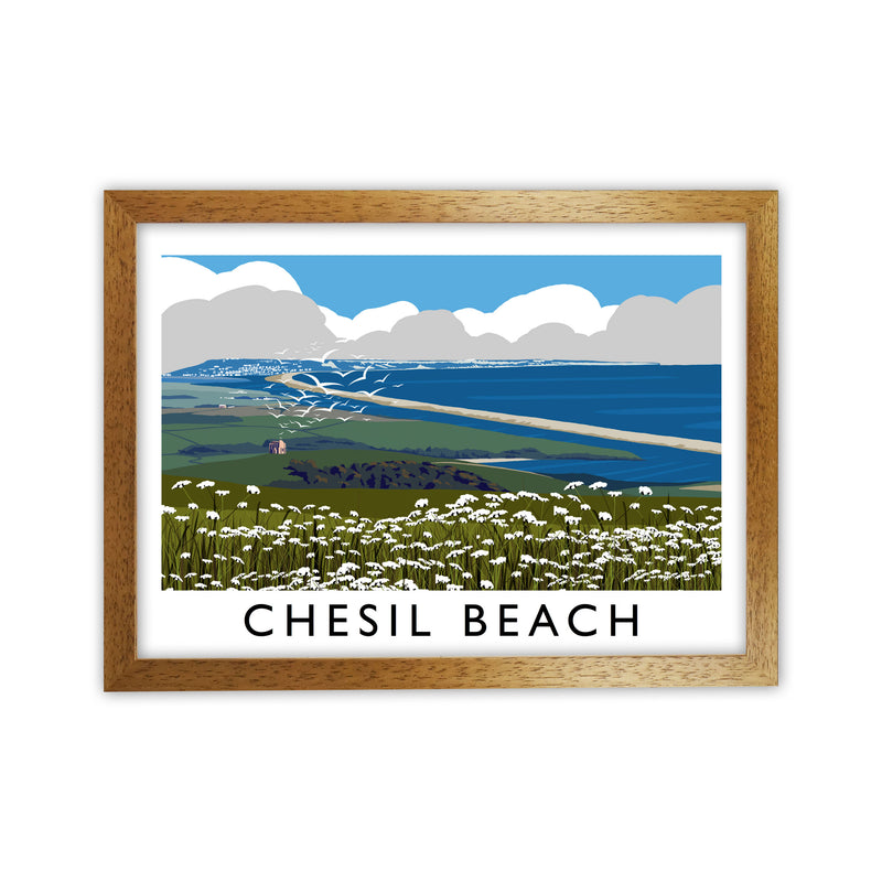 Chesil Beach Framed Digital Art Print by Richard O'Neill Oak Grain